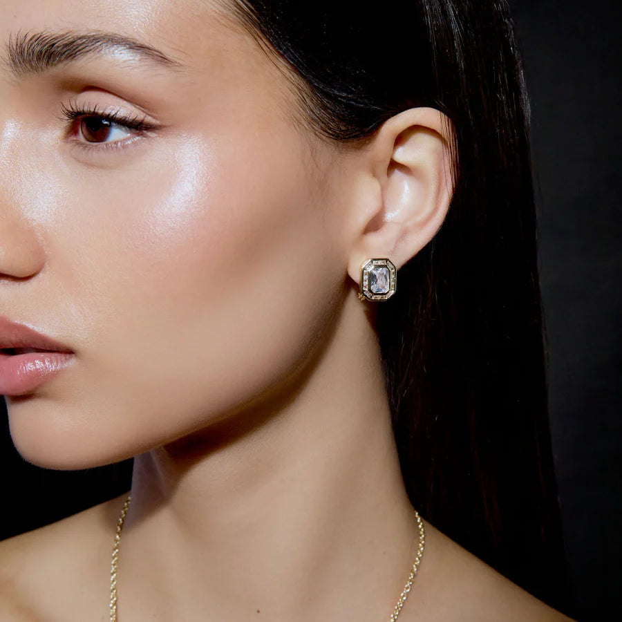 Baguette-Cut Pavé Stud Earrings