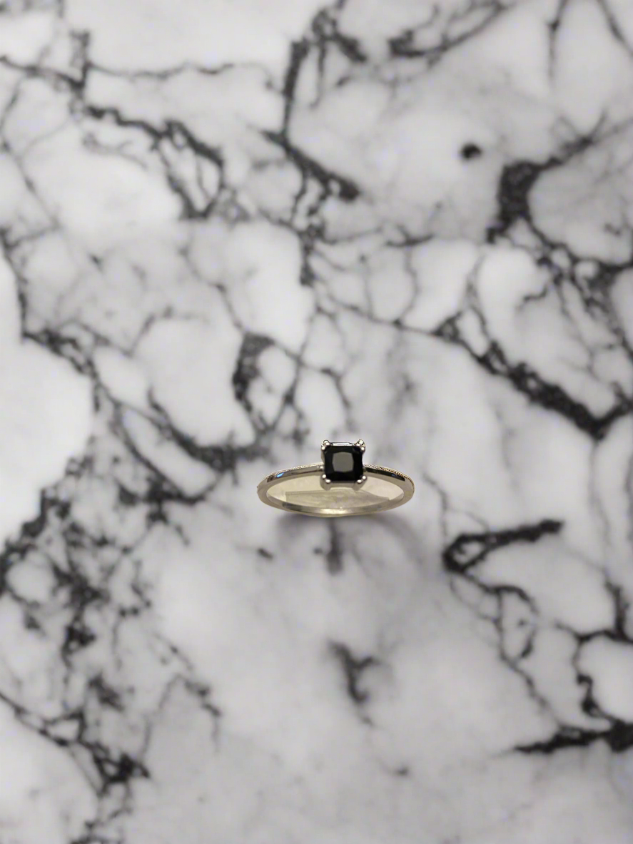 "Noir Elegance" Black Cubic Zirconia Solitaire Ring