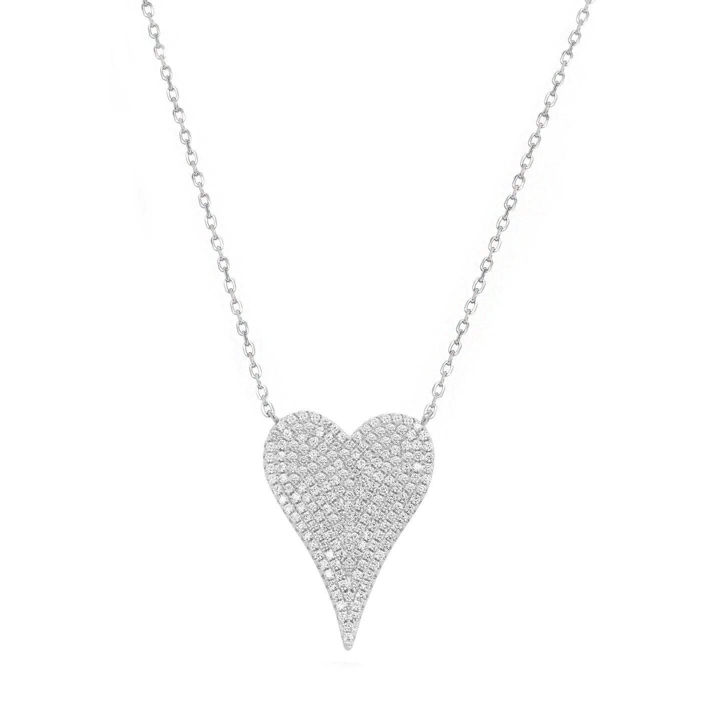 Sterling Silver Jumbo Pave Heart Necklace