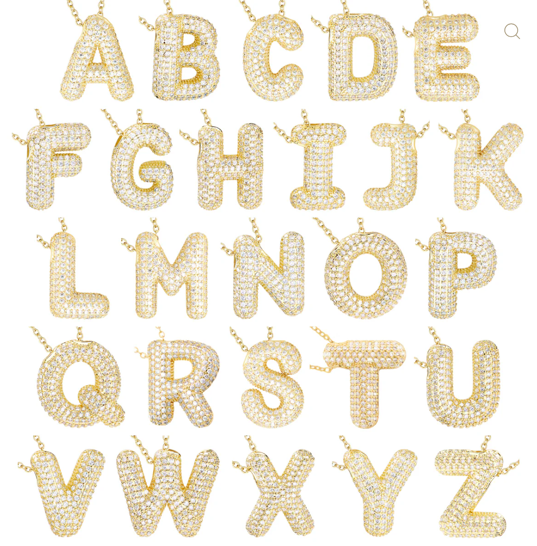 Pavé Bubble Letter Large Necklace