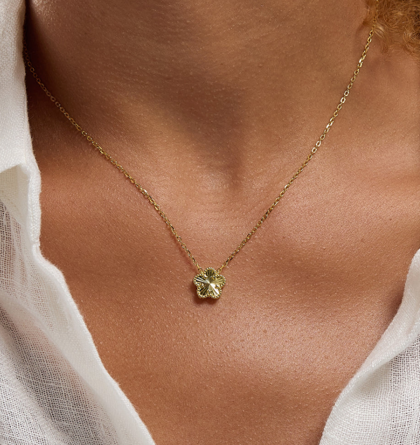 Golden Bloom Clover Necklace