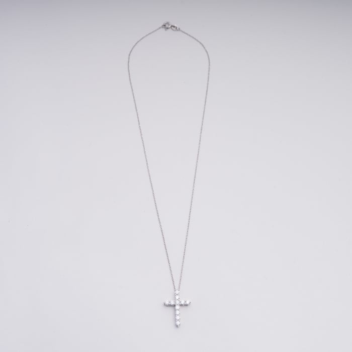 Sterling Silver Lab-Grown Diamond Cross Necklace – 1.00ct TW