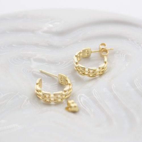 Sterling Silver Gold Vermeil Chunky Panther Link Hoops