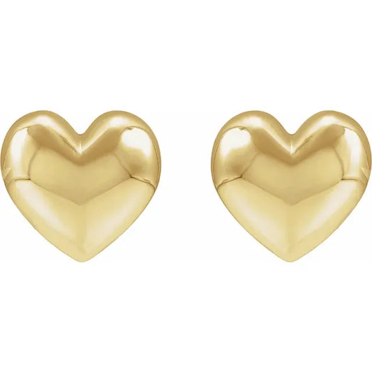 14kt Puffed Heart Stud Earrings