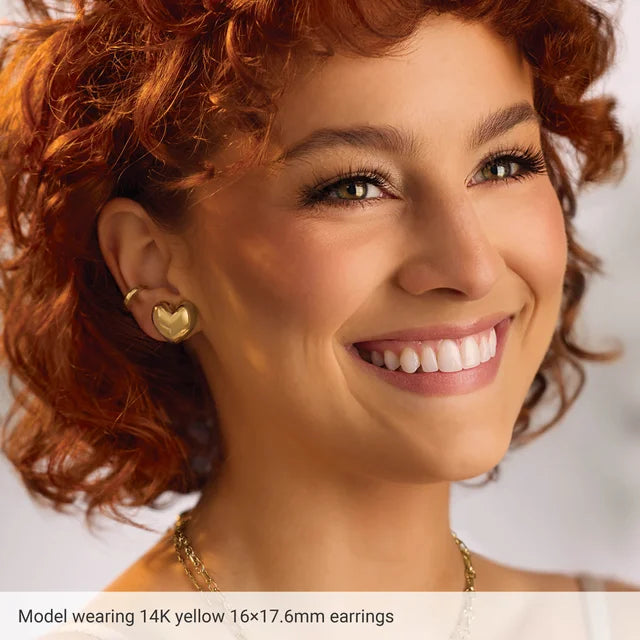14kt Puffed Heart Stud Earrings
