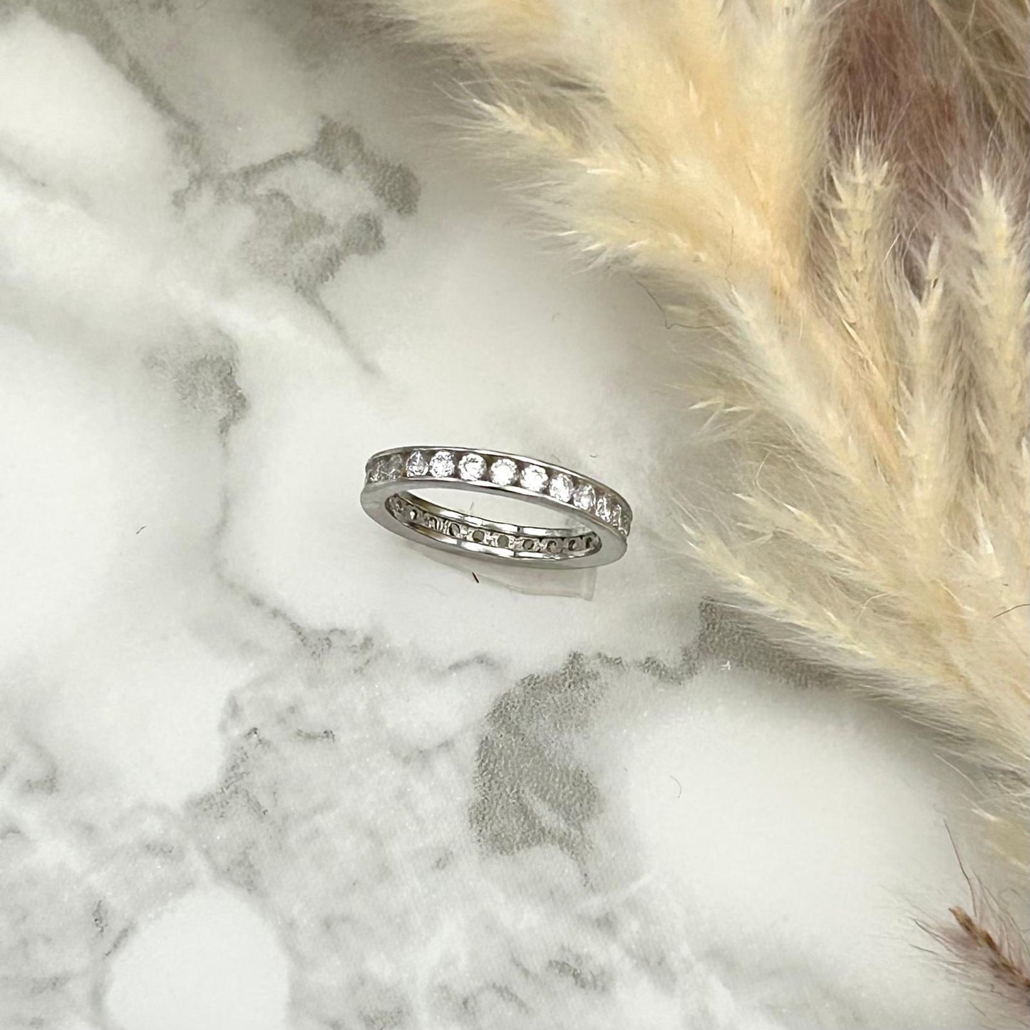 Silver Cubic Zirconia Eternity Band