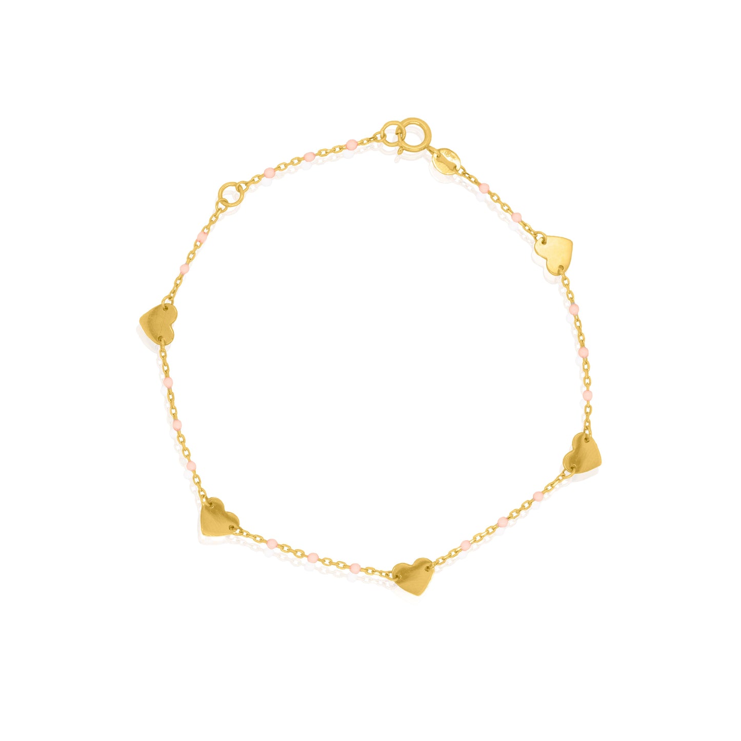 10K Yellow Gold Heart by the Yard Enamel Beads Bracelet
