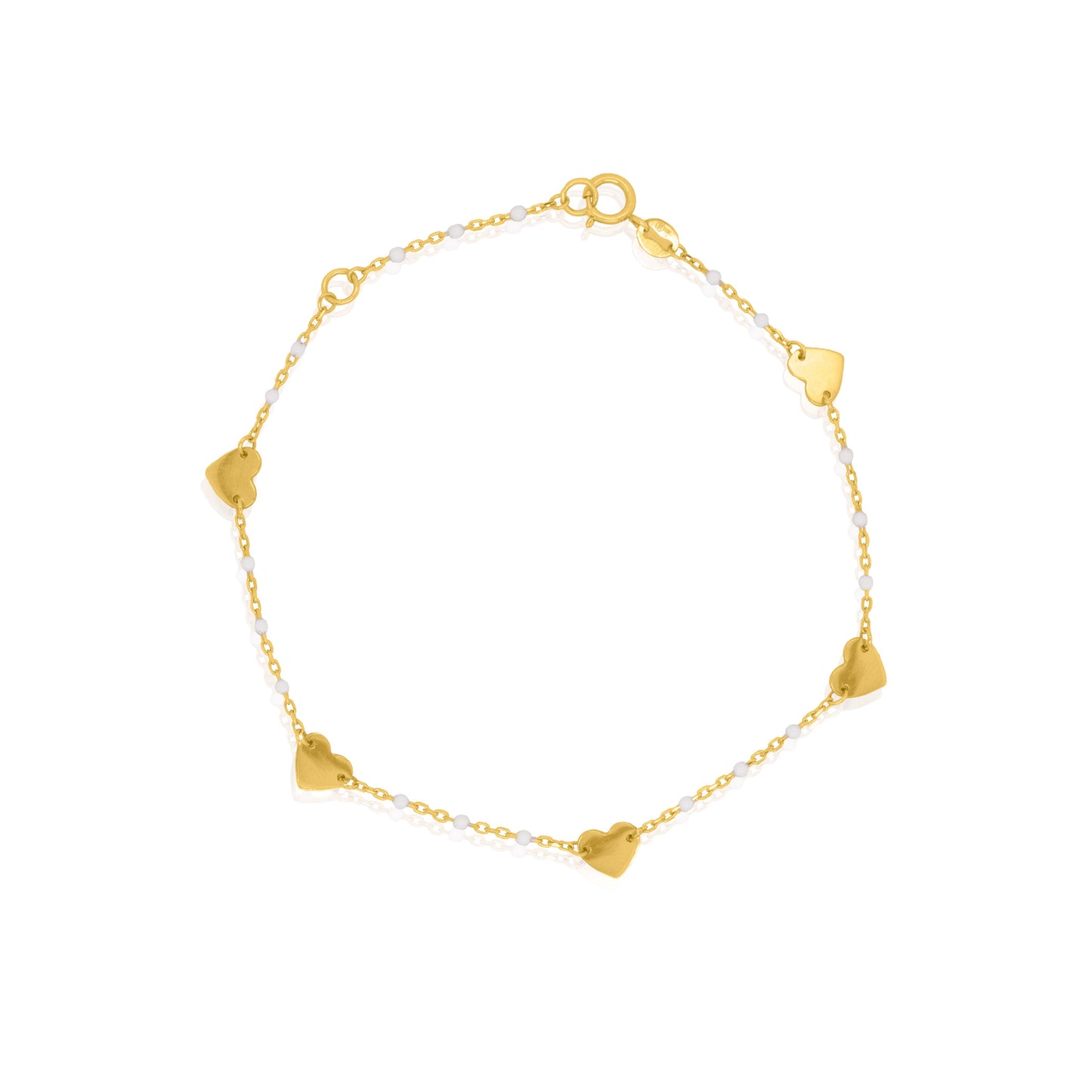 10K Yellow Gold Heart by the Yard Enamel Beads Bracelet