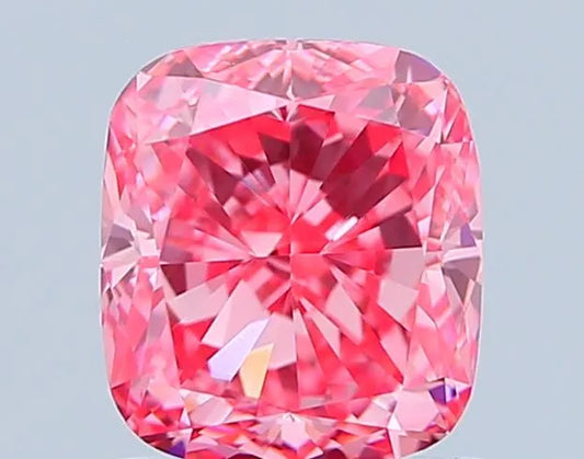 1.05ct Cushion brilliant Lab Grown Diamond (Colour Fancy Vivid Pink, Clarity VS1, Cut GD, IGI Certified)