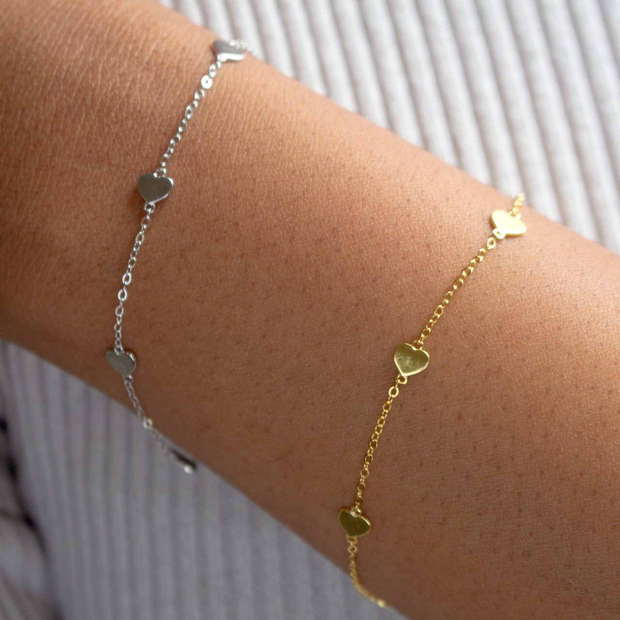 Sterling Silver Heart by the Yard Bracelet