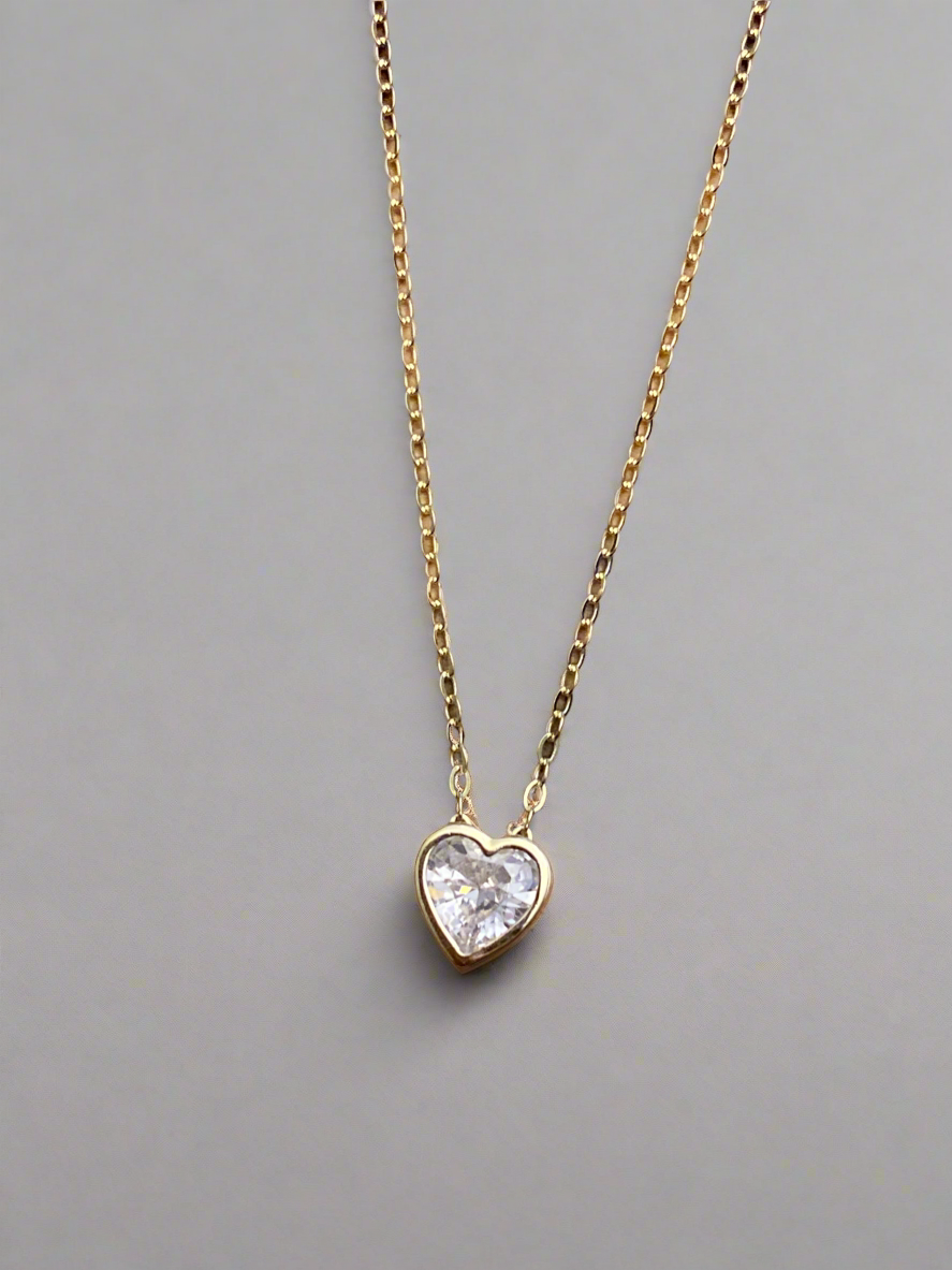 Bezel Set Heart Necklace