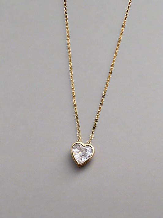 Bezel Set Heart Necklace
