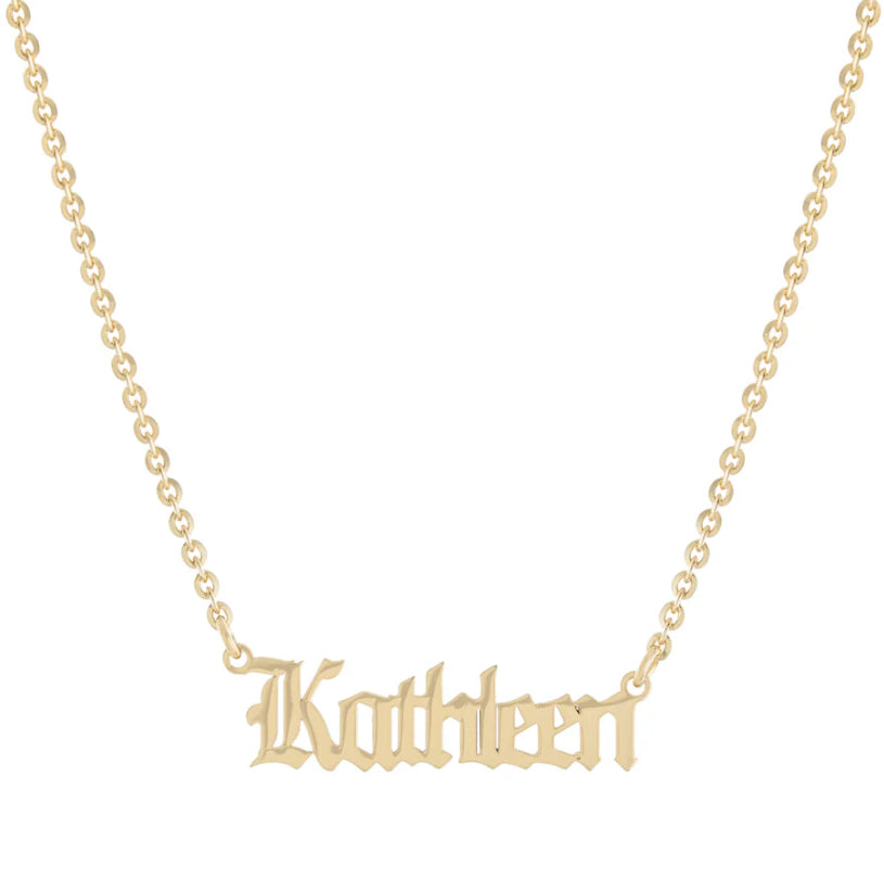 Sterling Silver Gothic Font Name Necklace