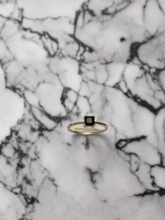 "Noir Elegance" Black Cubic Zirconia Solitaire Ring