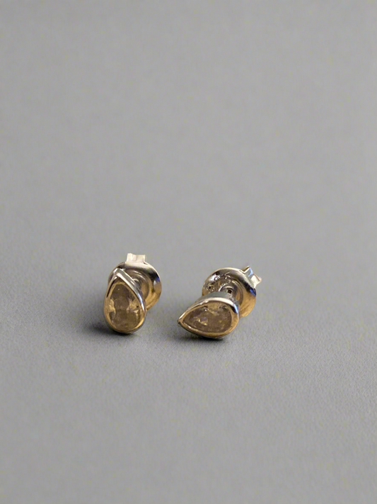 Bezel Set Pear Cz Studs