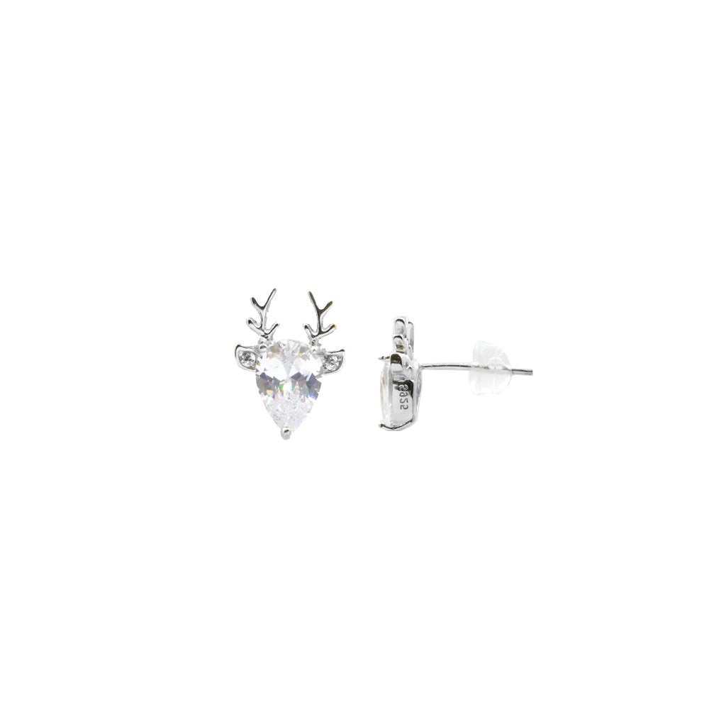 Sterling Silver Reindeer Stud Earrings