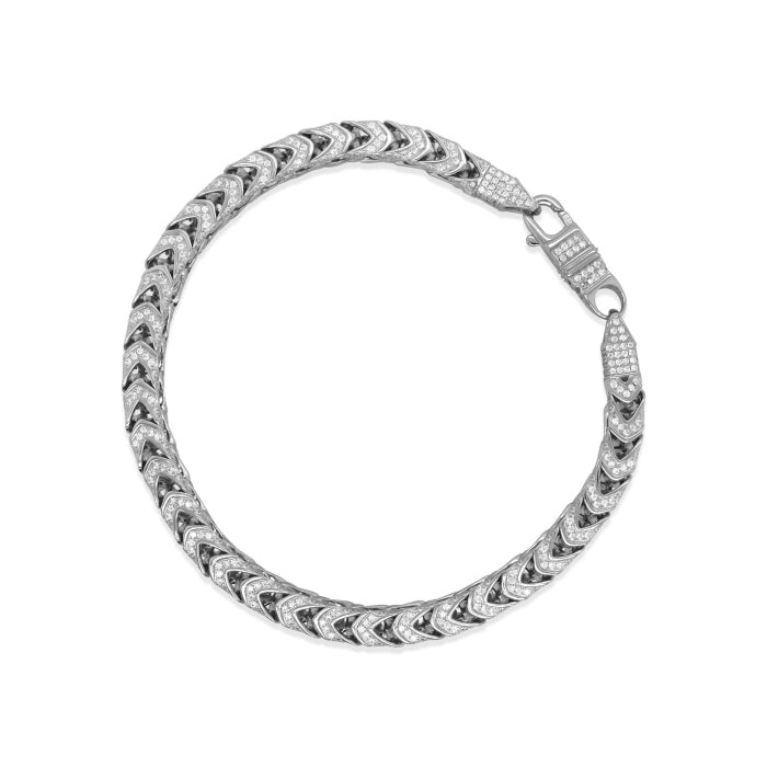 Sterling Silver Rhodium Plated CZ Pave Franco Tennis Bracelet