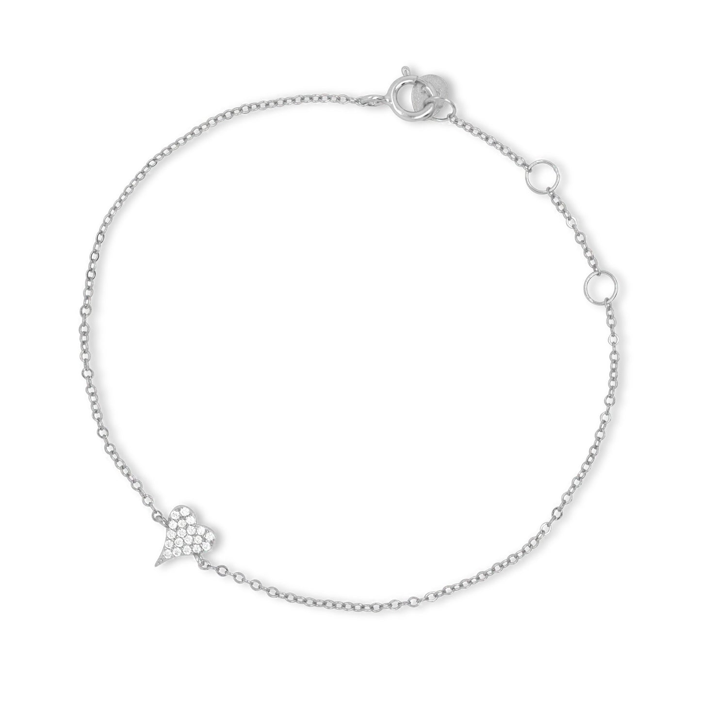 Sterling Silver CZ Pave Mini Heart Bracelet