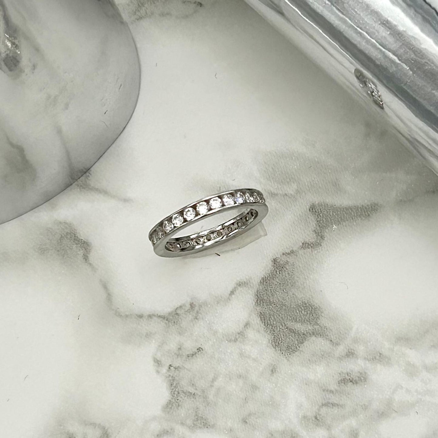 Silver Cubic Zirconia Eternity Band