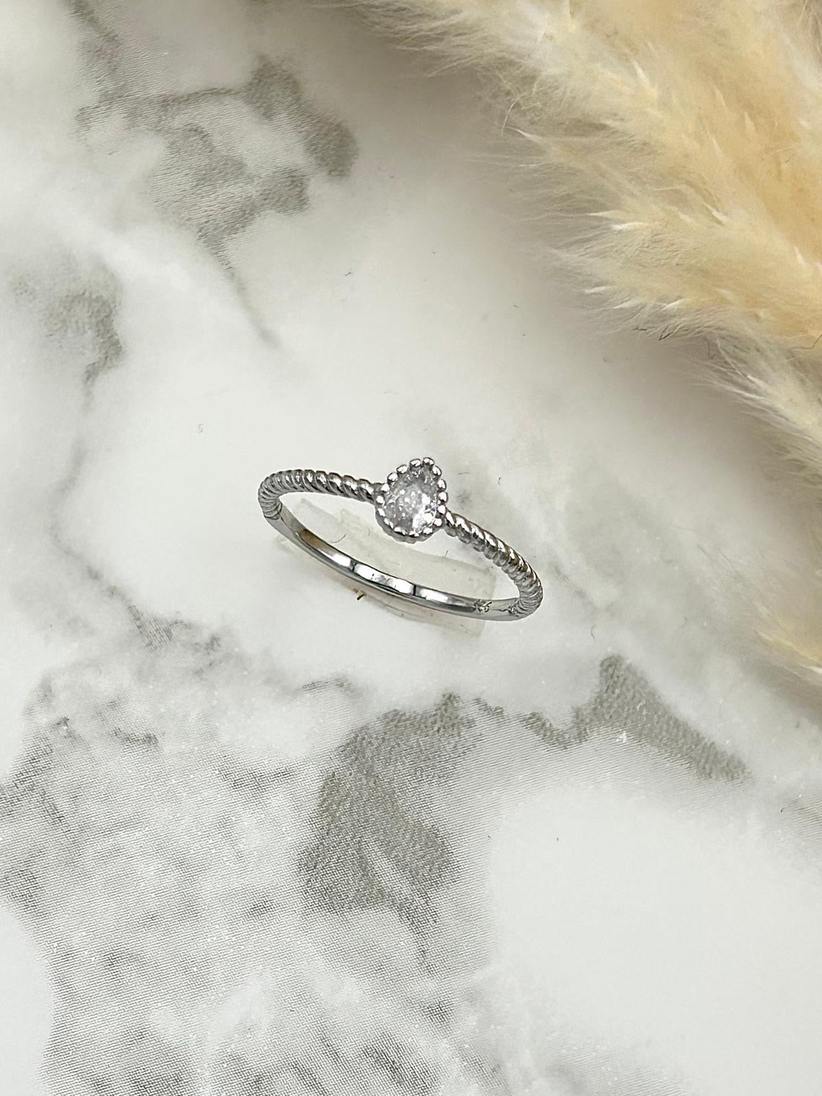 Pear Solitaire Beaded Halo with Beaded Band