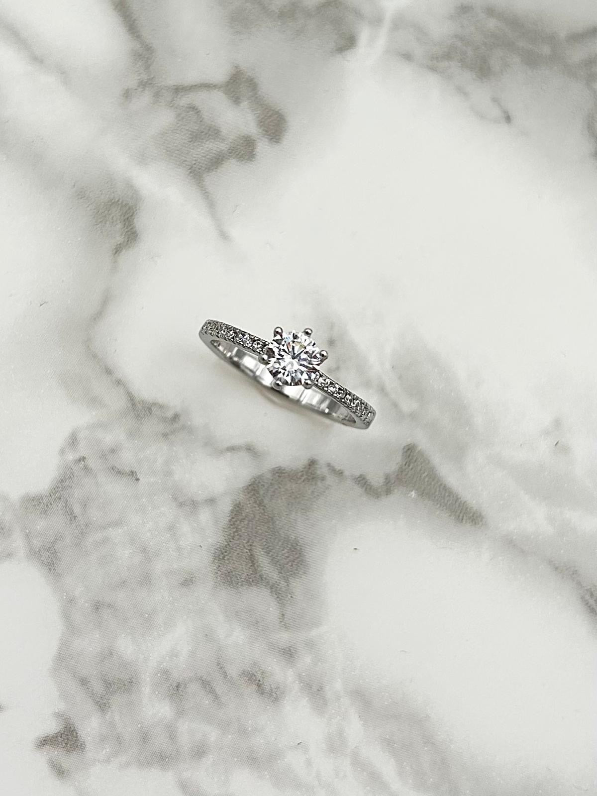 Solitaire Cubic Zirconia with Pavé Band