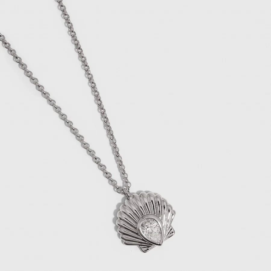 Seashells & Teardrop-Cut CZ pendant necklace