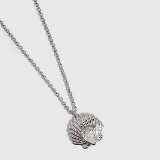 Seashells & Teardrop-Cut CZ pendant necklace
