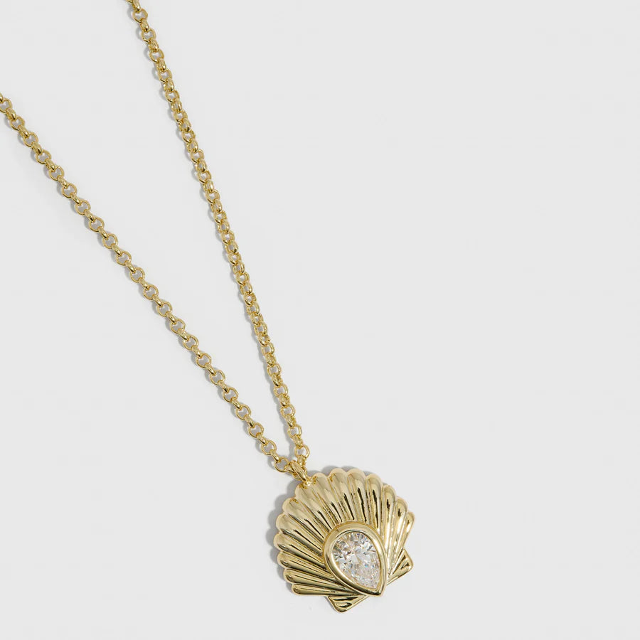 Seashells & Teardrop-Cut CZ pendant necklace