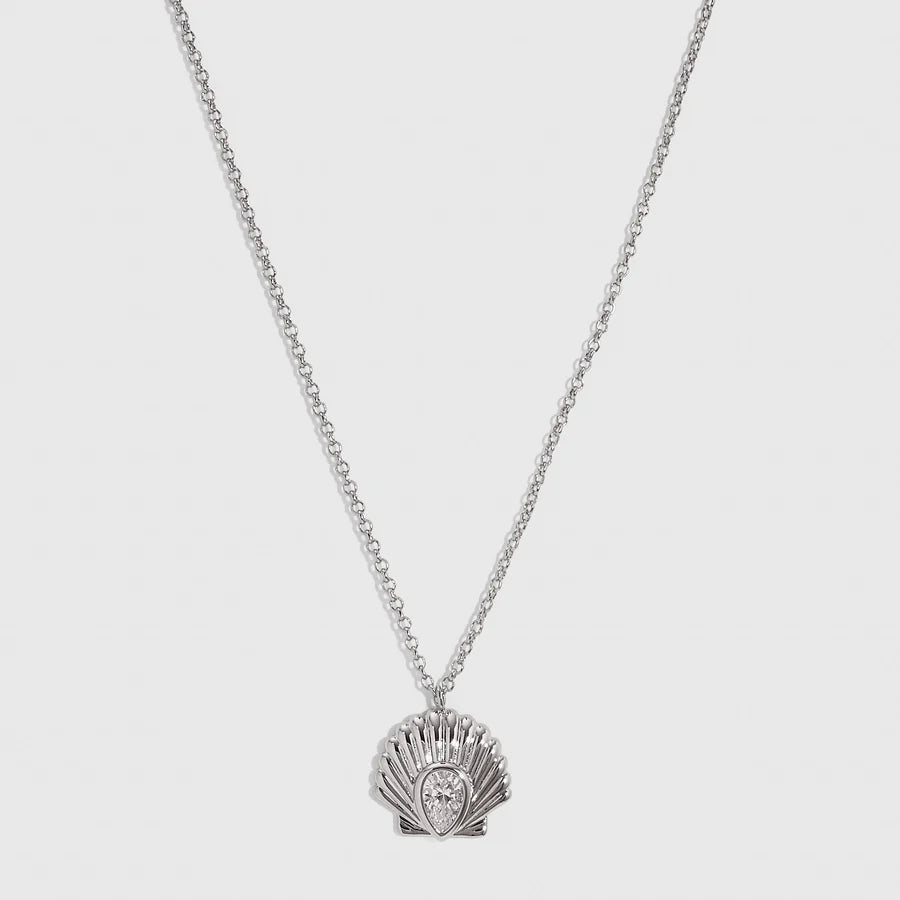 Seashells & Teardrop-Cut CZ pendant necklace
