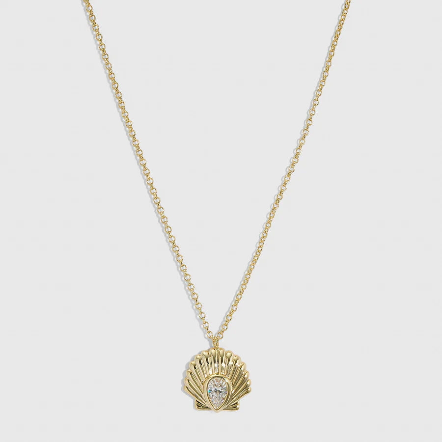 Seashells & Teardrop-Cut CZ pendant necklace