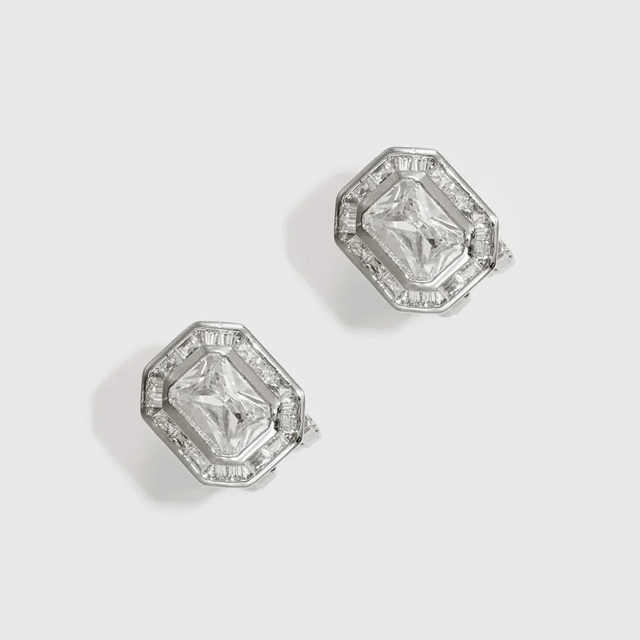 Baguette-Cut Pavé Stud Earrings