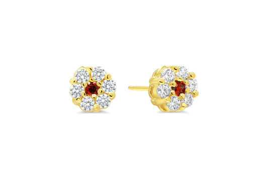 14kt Yellow Cluster Birthstone Earrings