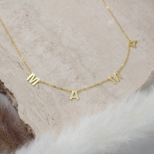 Sterling Silver MAMA Letter Necklace