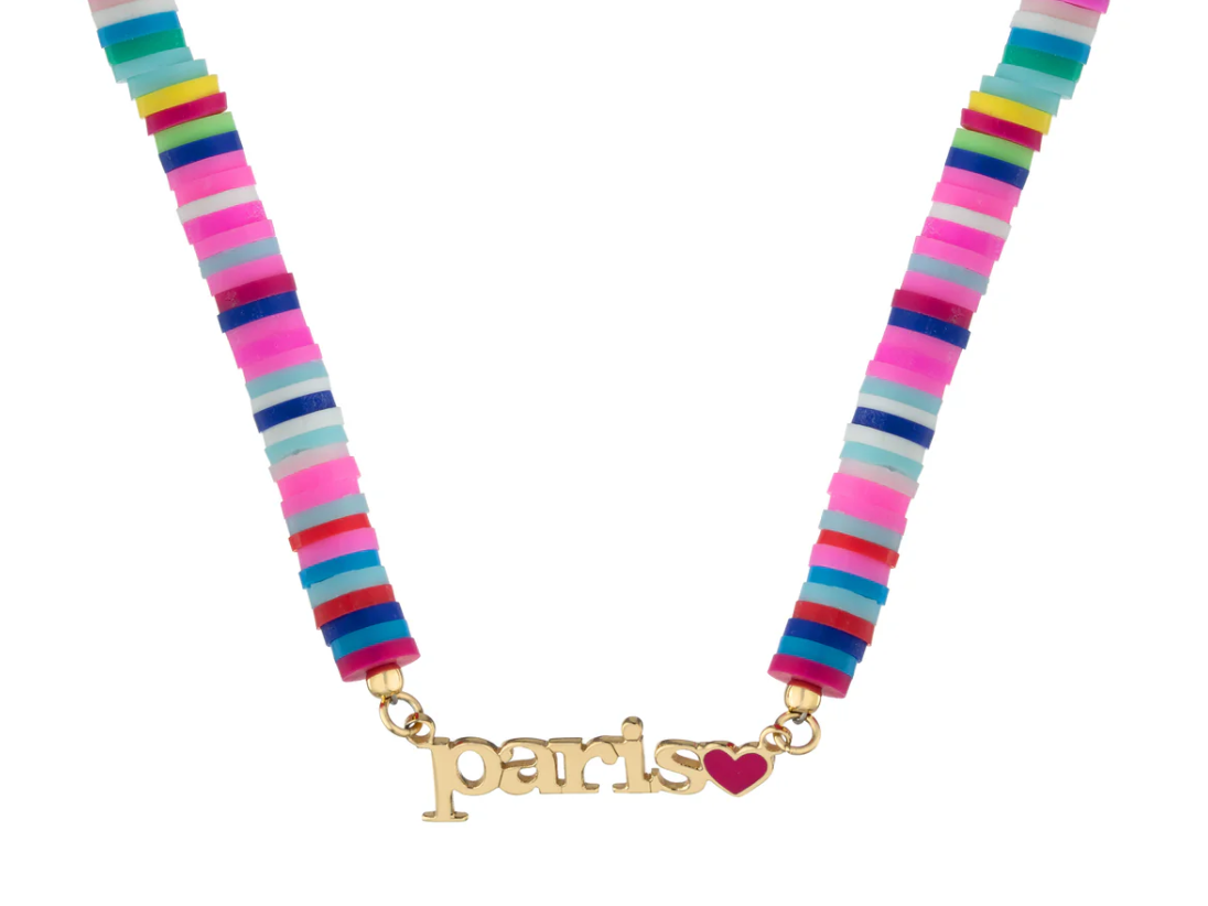 Personalized Heishi Beads & Resin Heart Name Necklace