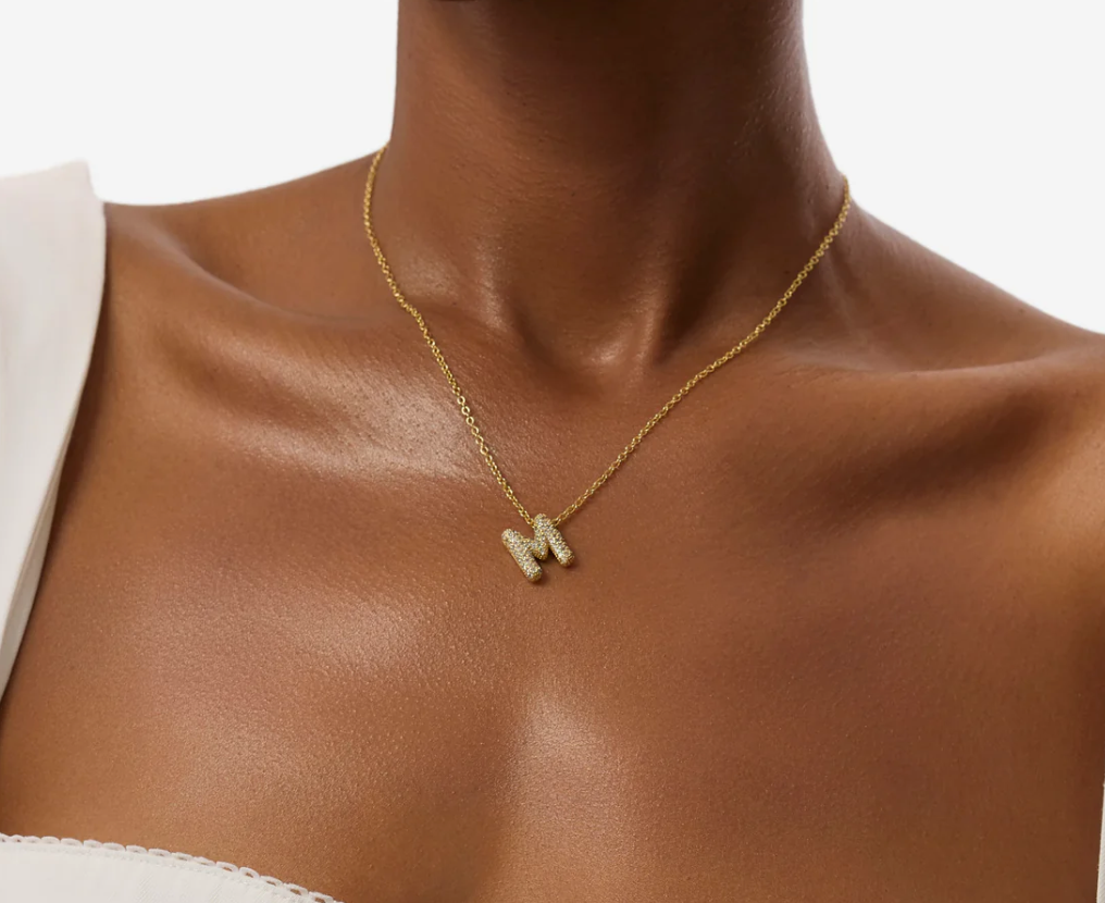 Pavé Bubble Letter Small Necklace