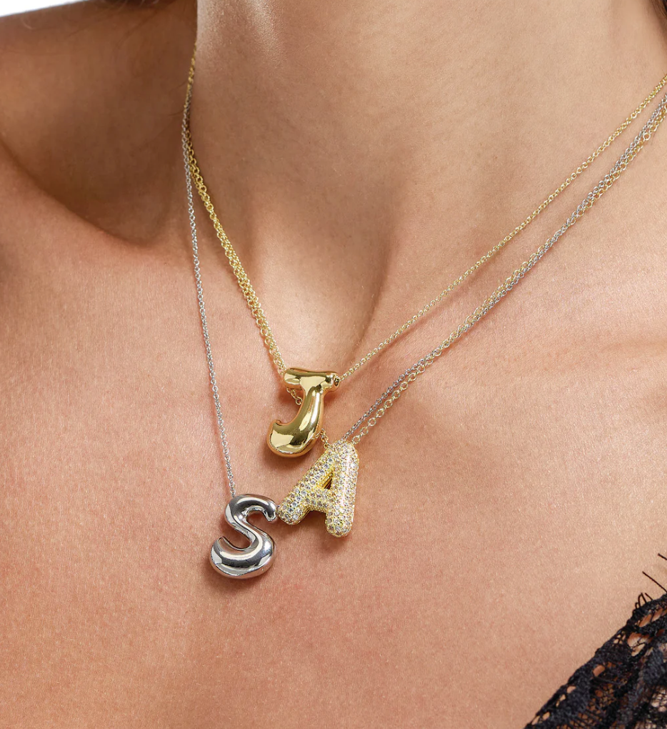 Pavé Bubble Letter Large Necklace