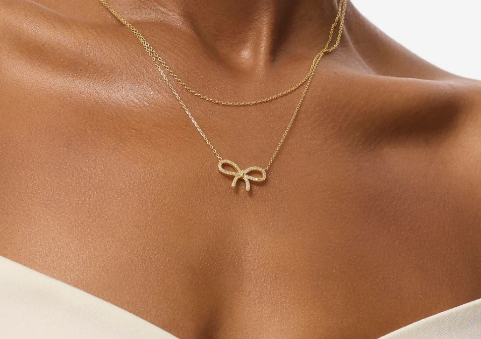Dainty Cubic Zirconia Bow Necklace