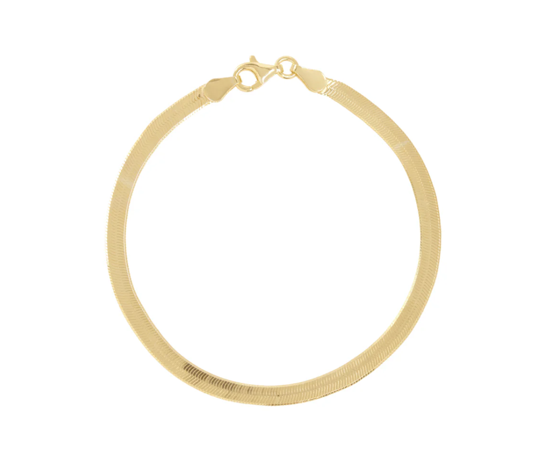 herringbone bracelet in gold over sterling silver with lobster clasp – C’est la vie Jewellery