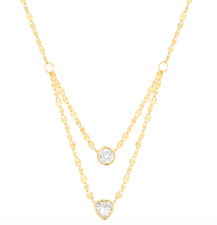Double Layer Mirror Link Necklace- Gold Vermeil