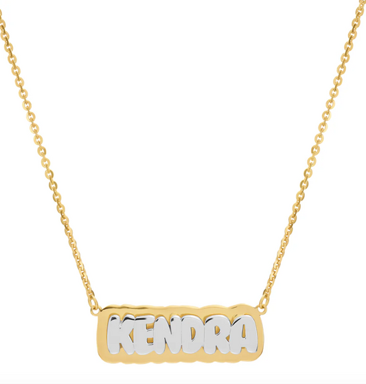 Two-Tone Bubble Nameplate Necklace