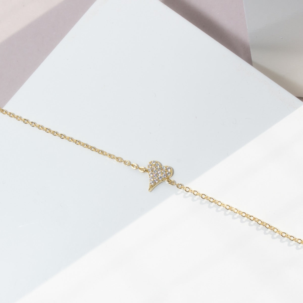 Sterling Silver CZ Pave Mini Heart Bracelet