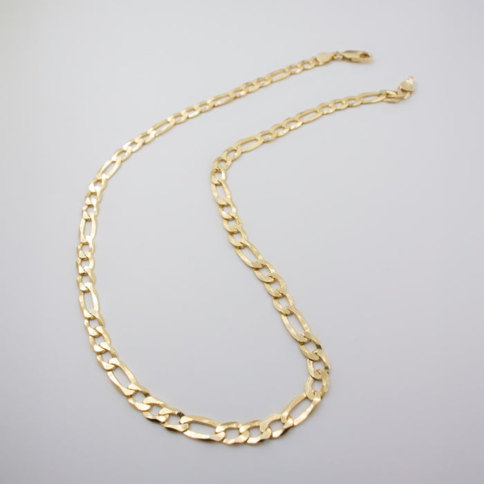 Sterling Silver Gold Vermeil Flat Figaro Chain 5.8mm