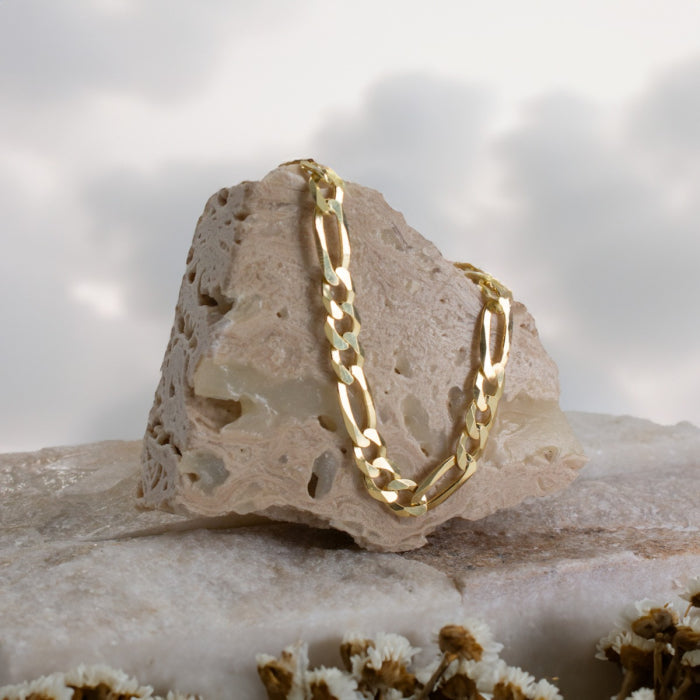 Sterling Silver Gold Vermeil Flat Figaro Chain 5.8mm