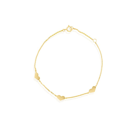 10K Yellow Gold Station Heart Bracelet