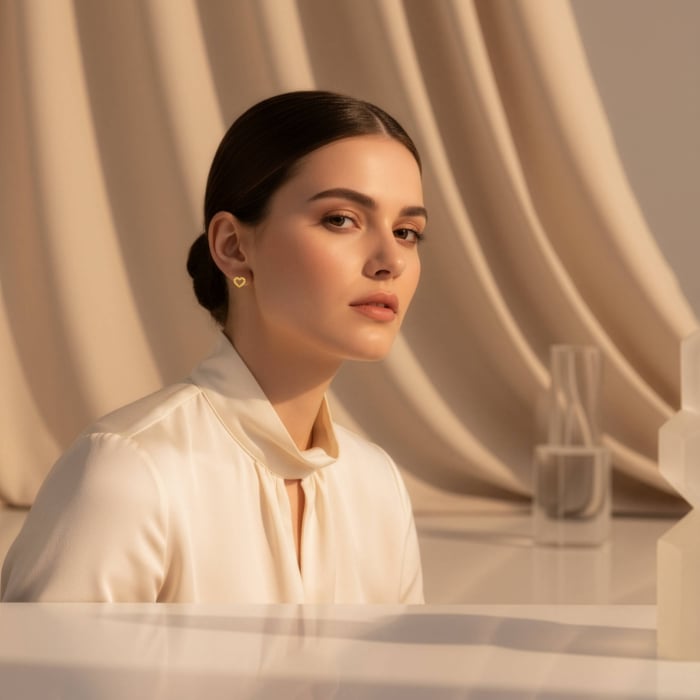 10K Yellow Gold Roped Open Heart Stud Earrings