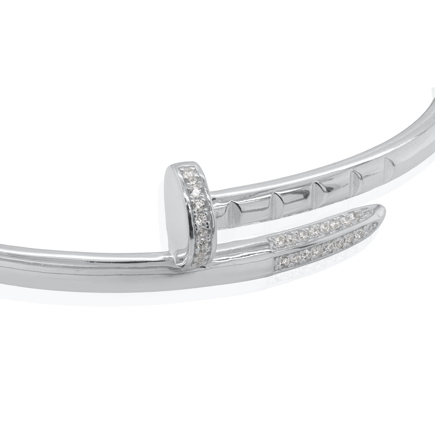 Sterling Silver Designer Inspired CZ Nail Open Bangle