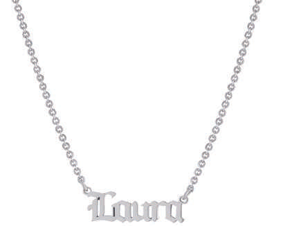 Sterling Silver Gothic Font Name Necklace