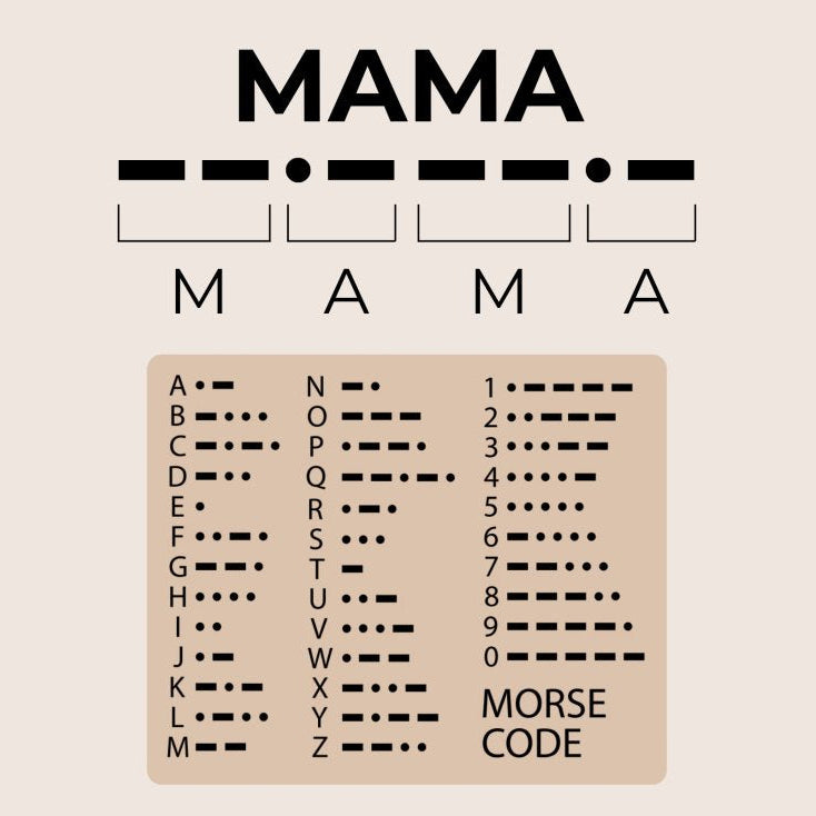 Sterling Silver CZ Morse Code MAMA Necklace