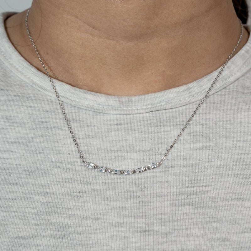 Sterling Silver CZ Morse Code MAMA Necklace