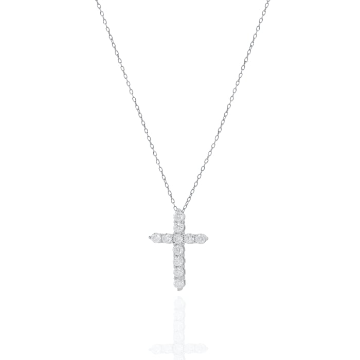 Sterling Silver Lab-Grown Diamond Cross Necklace – 1.00ct TW